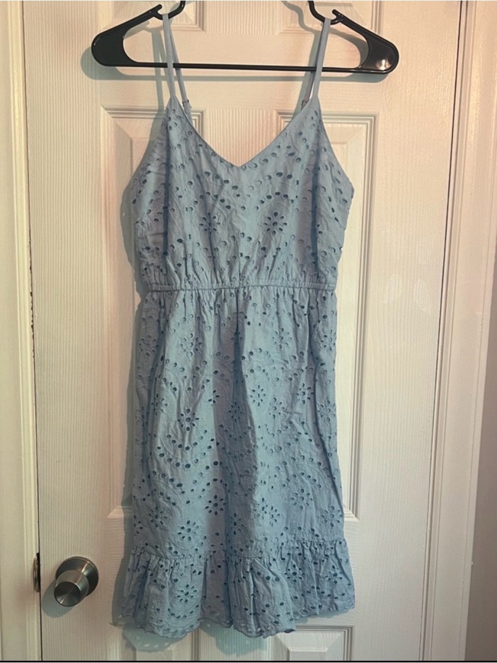 Light Blue Eyelet Spaghetti-Strap Sundress S